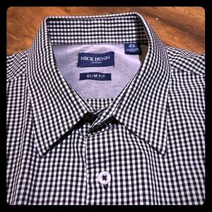 Like New - Black/White Plaid Button Dress Shirt